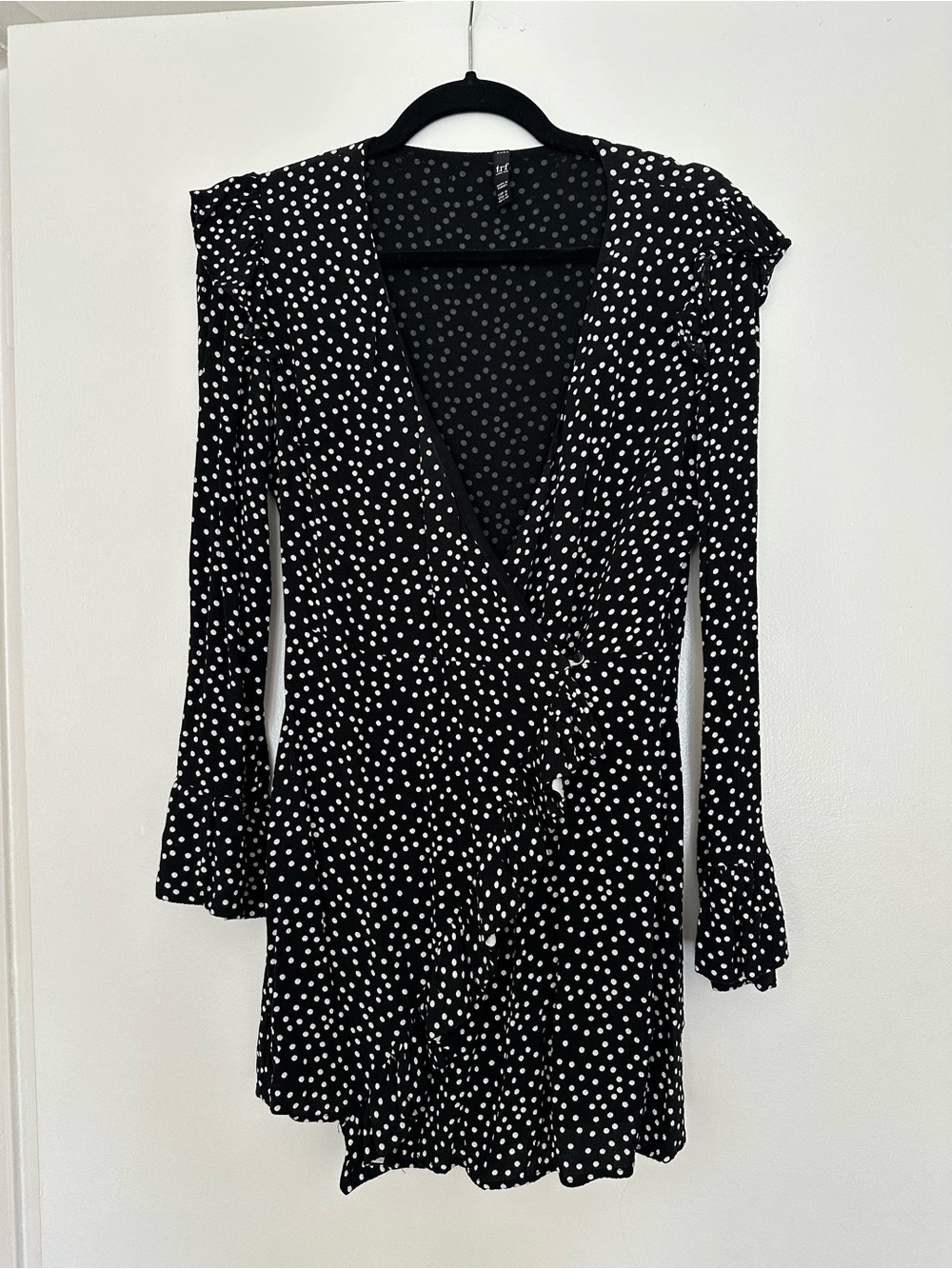 Black Polka Dot Wrap Dress - Women